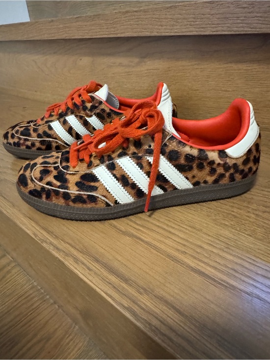 adidas Shoes - Adidas Leopard-Print Sneakers with Orange Laces
